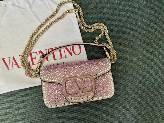 Valentino Garavani Locò Shoulder Bag With Rhinestones.
