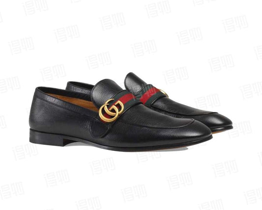 Gucci Plain Leather Loafers Black