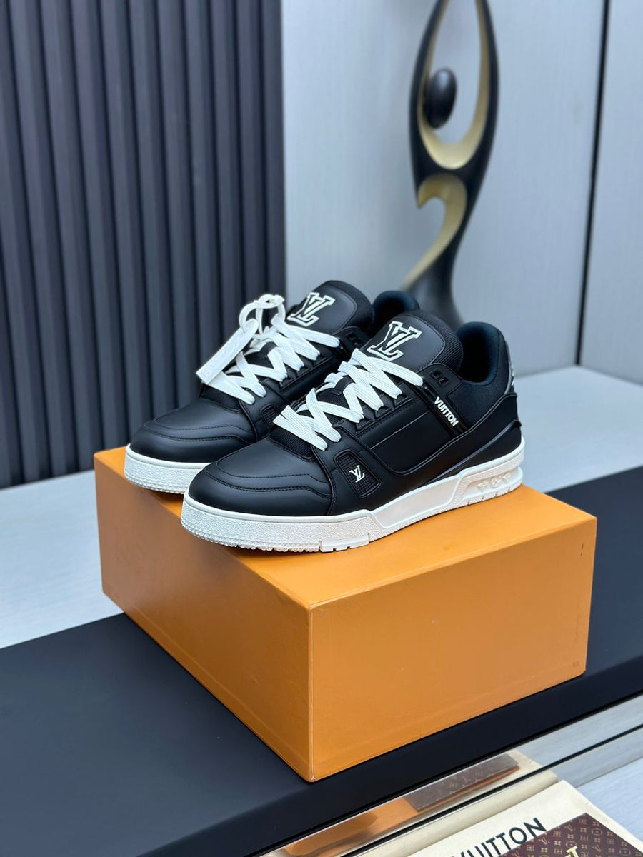 Tênis Casual Couro Branco Preto