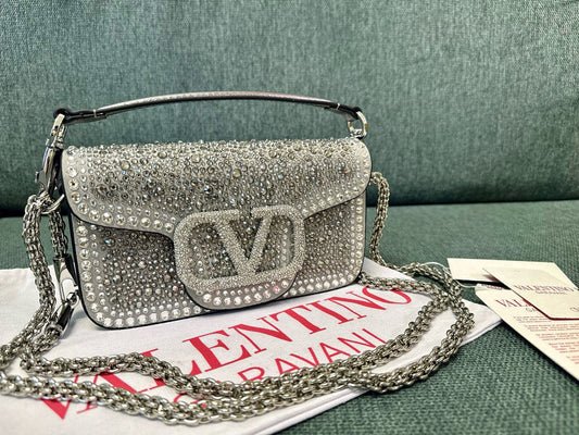 Valentino Garavani Locò Shoulder Bag With Rhinestones