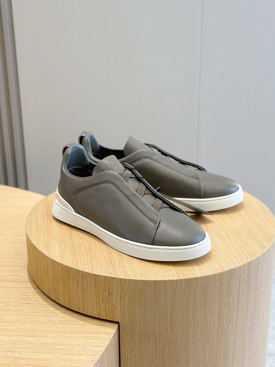 Tênis Zegna Triple Stitch Cinza Taupe