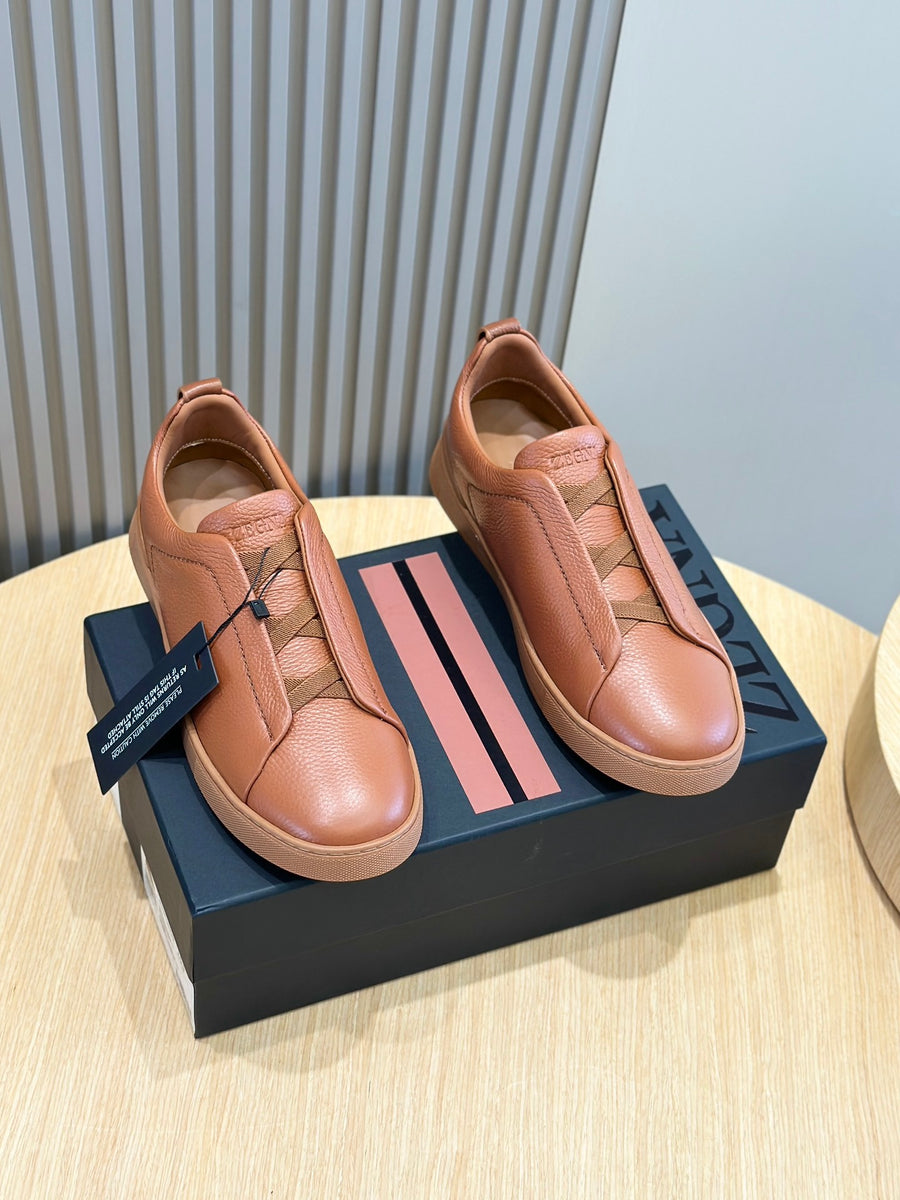 Tênis Zegna Triple Stitch Marrom Claro