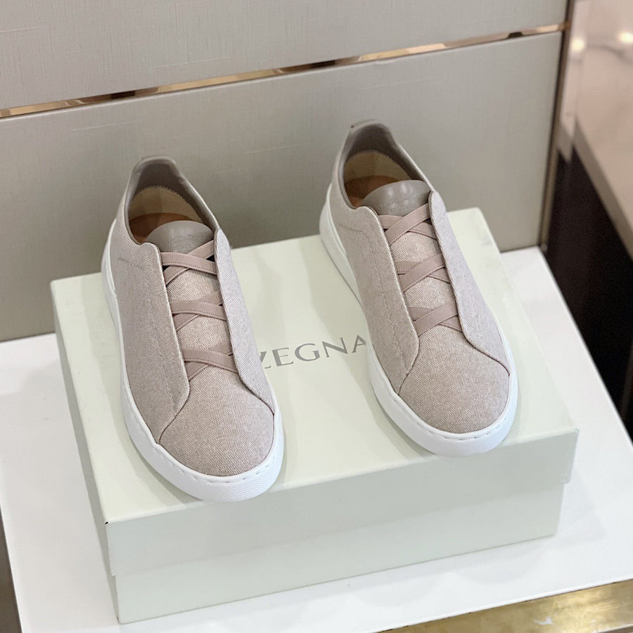 Tênis Zegna Triple Stitch Bege Claro