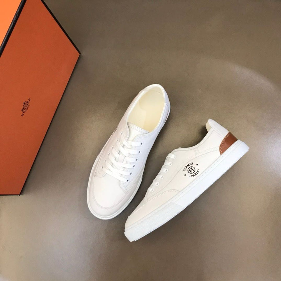 Tênis Couro Branco Cano Baixo Casual