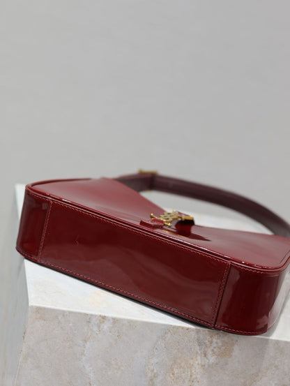 Yves Saint Laurent Mini Le 5 to 7 in Patent Leather Grenade