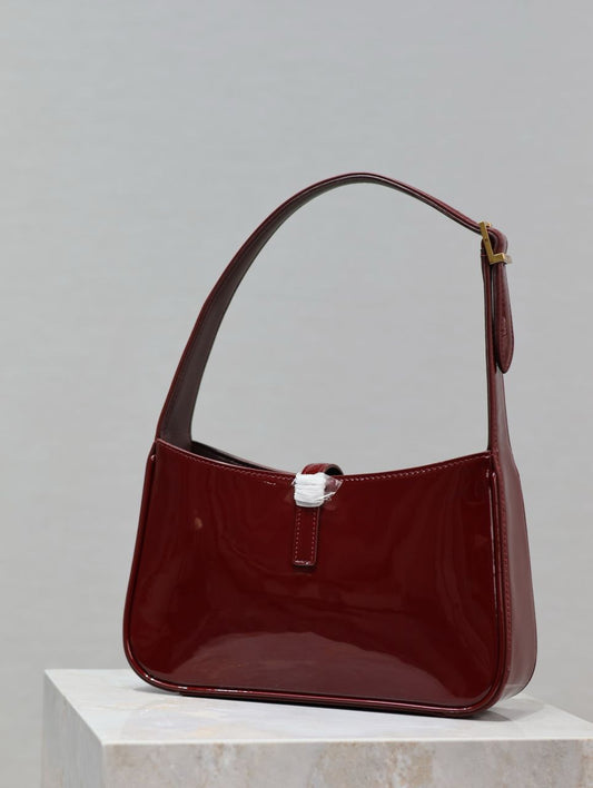 Yves Saint Laurent Mini Le 5 to 7 in Patent Leather Grenade