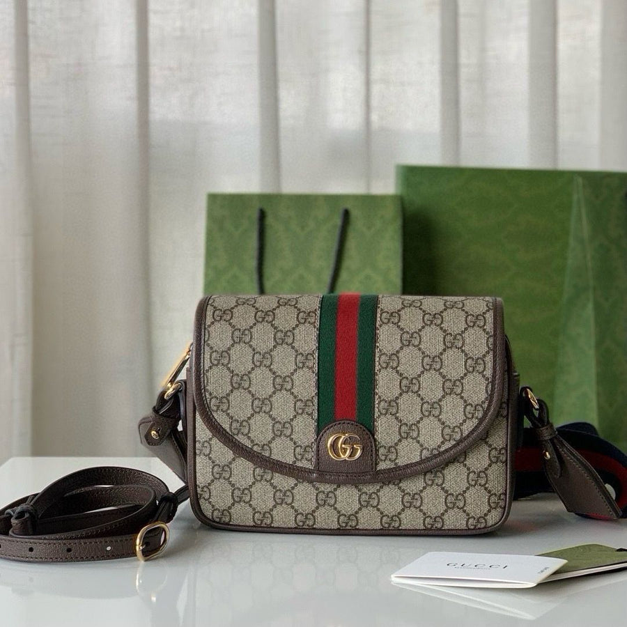 Bolsa Pequena Couro Marrom Bege Letras Entrelaçadas Small