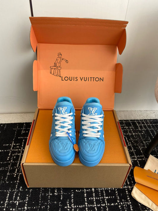 Lv Trainer Low Embossed Monogram Blue