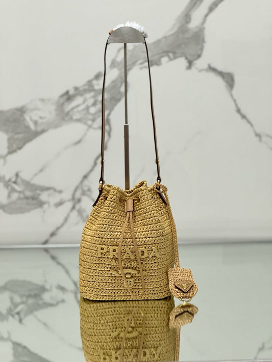 Prada Raffia Mini Bucket