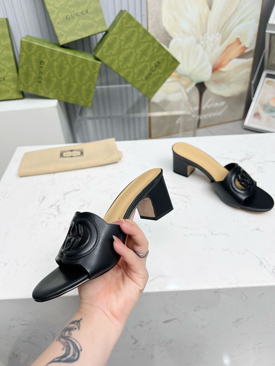 Gucci Interlocking GG Sandal Black