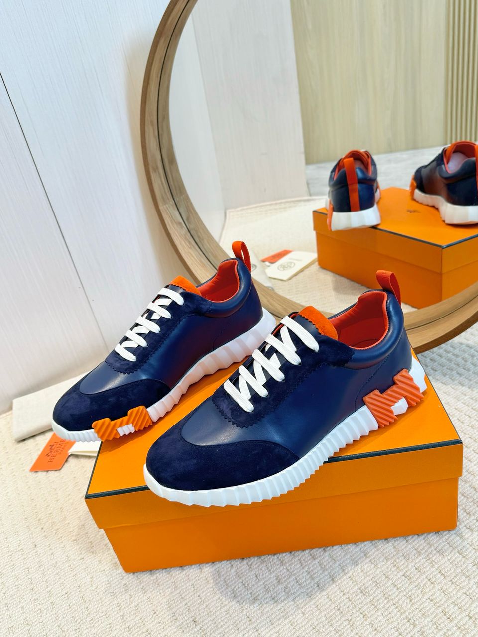 Hermes Air Mesh Suede Goatskin Bouncing Blue