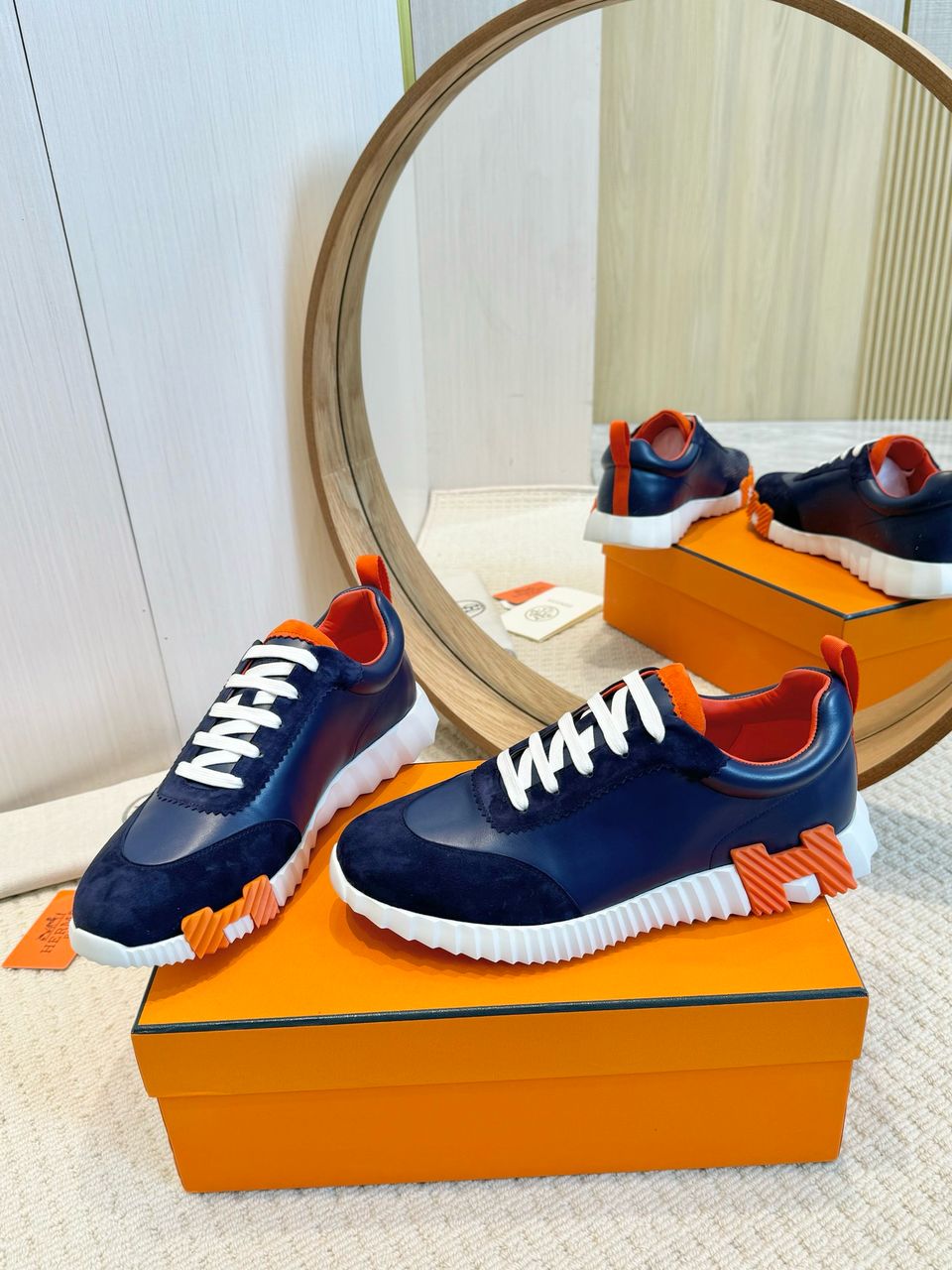 Hermes Air Mesh Suede Goatskin Bouncing Blue