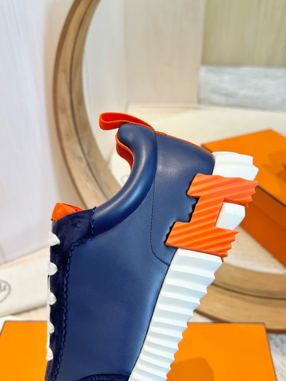 Hermes Air Mesh Suede Goatskin Bouncing Blue