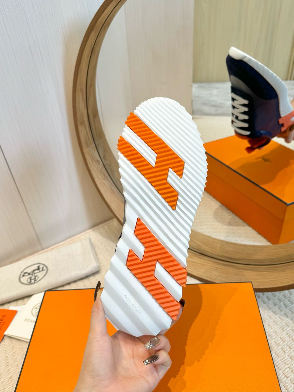 Hermes Air Mesh Suede Goatskin Bouncing Blue