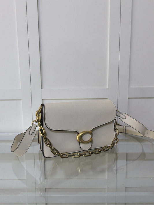 Bolsa Ombro Couro Branco Texturizado