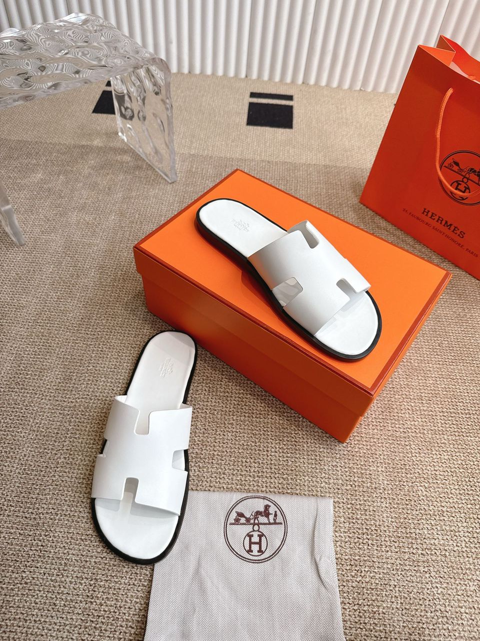 Hermes Izmir Sandal White