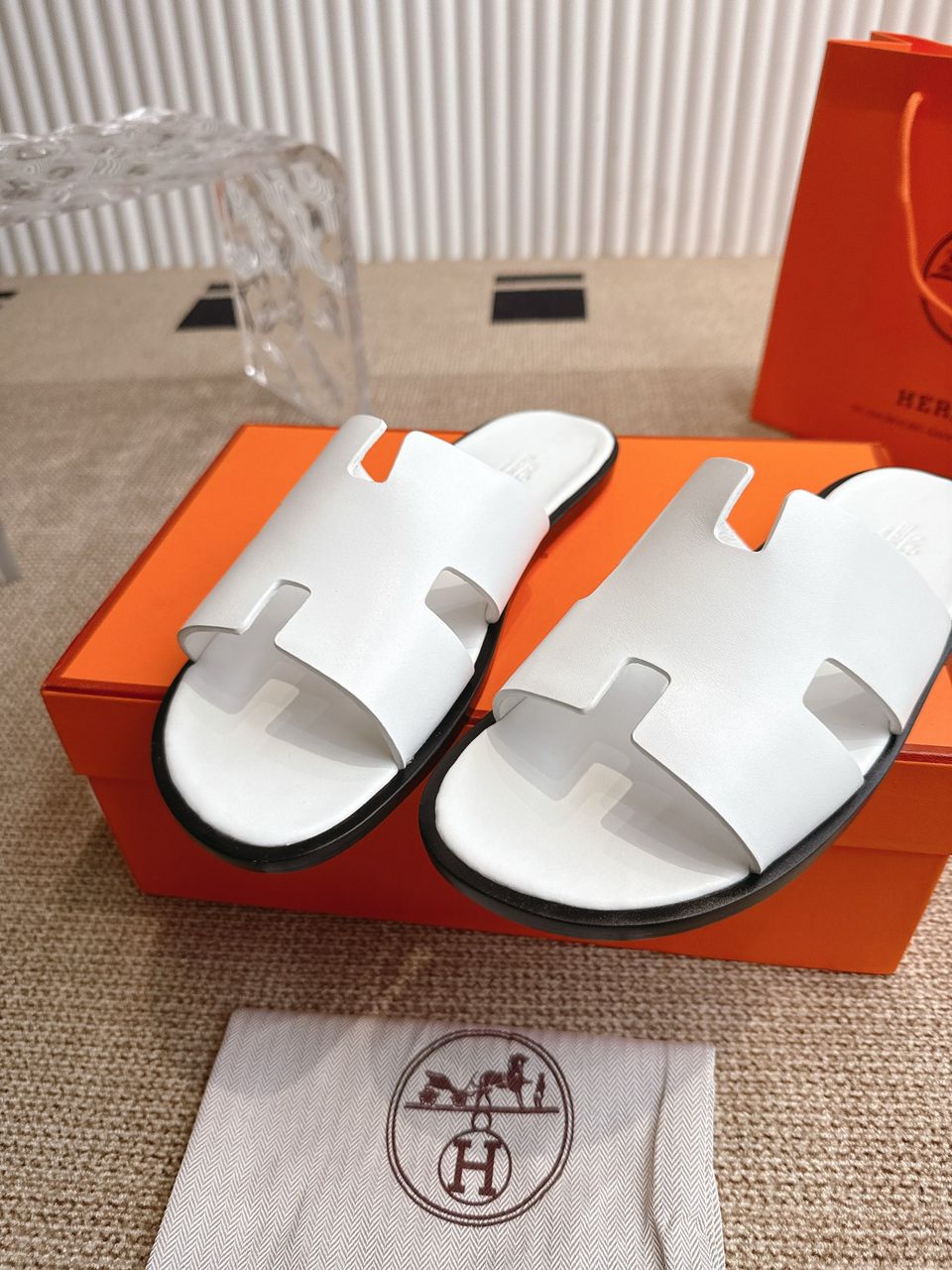 Hermes Izmir Sandal White