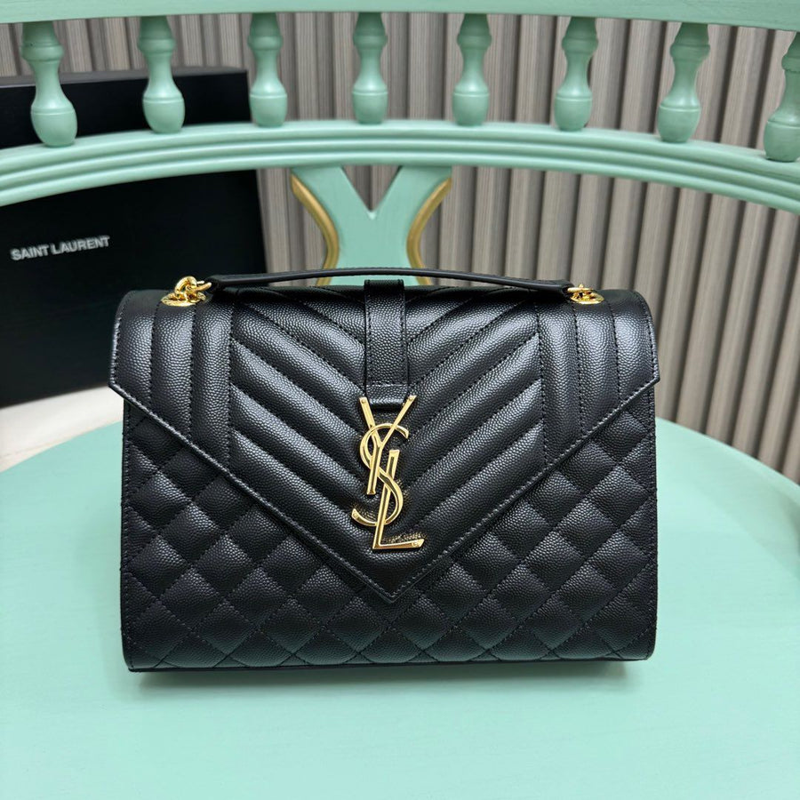 Bolsa Envelope Couro Preto