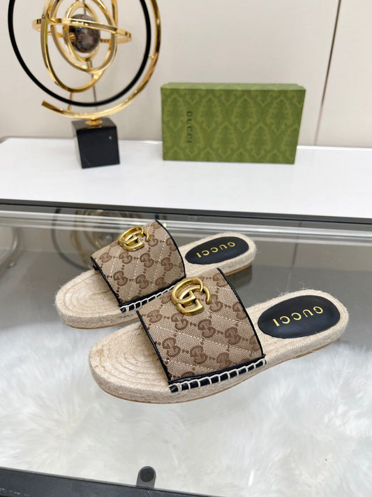 Slide Gucci Espadrille Matelasse GG Marmont