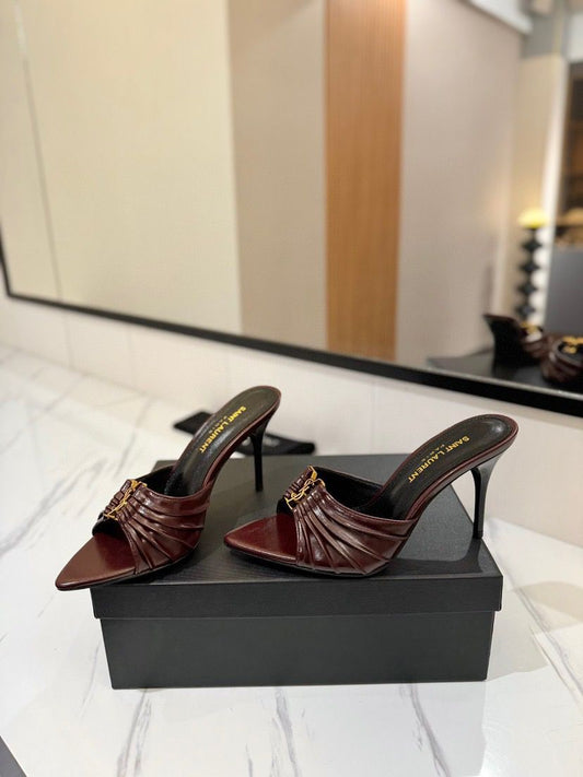Saint Laurent Babylone Mules Bordeaux