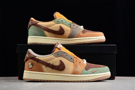 Air Jordan 1 Low Voodoo Flax and Oil Green DZ7292-200 - vista superior