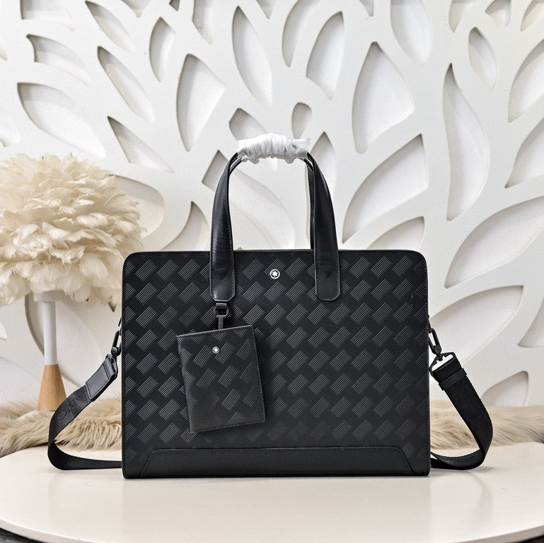 Mochila Messenger Couro Preta Estruturada