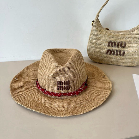 Chapéu em ráfia Miu Miu