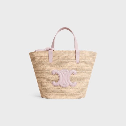 Bolsa CELINE Medium supple panier in raffia and calfskin