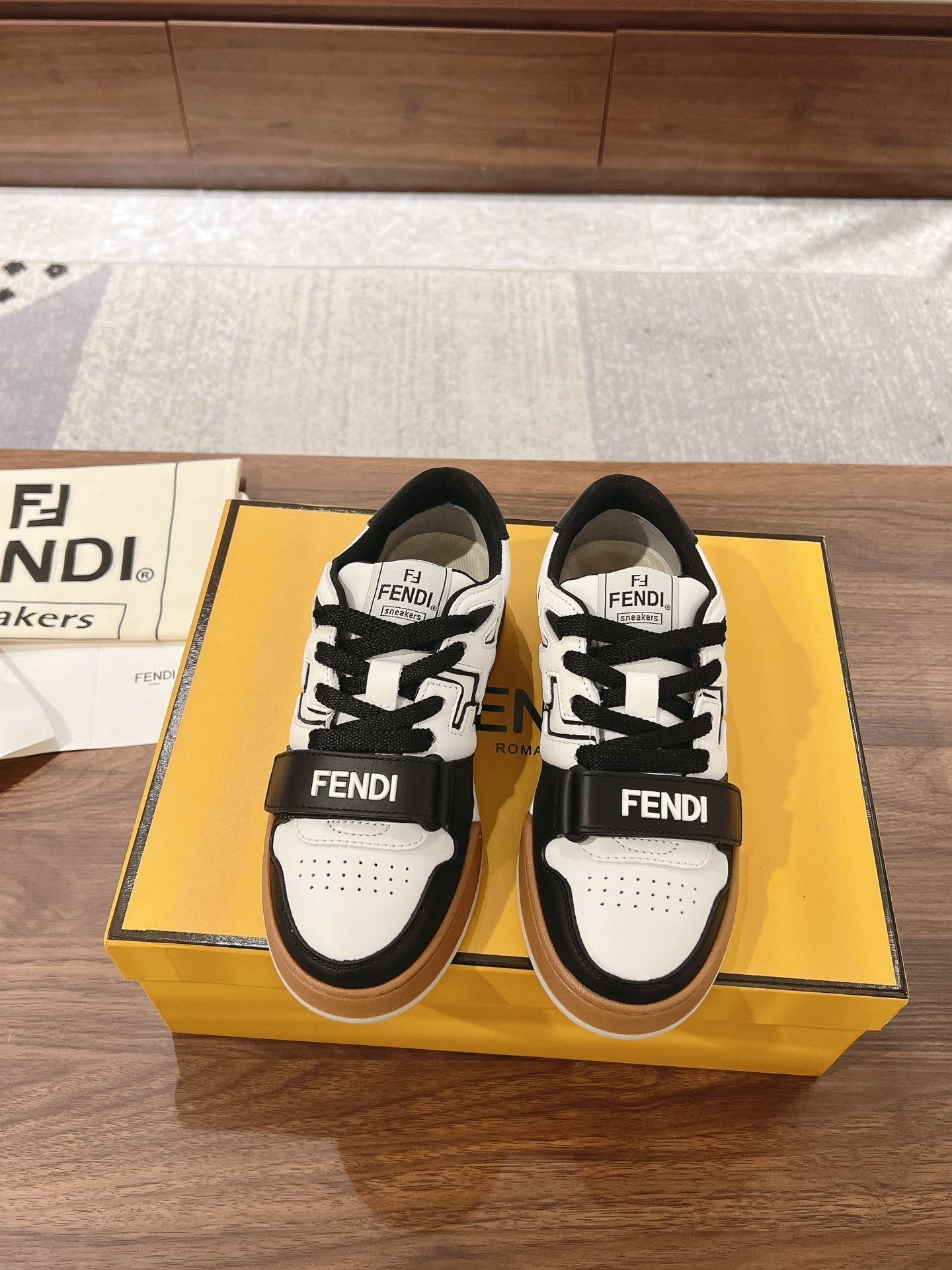 Fendi Match Black leather low-tops