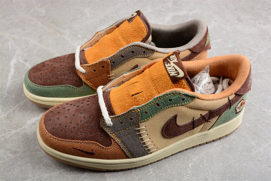 Air Jordan 1 Low Voodoo Flax and Oil Green DZ7292-200 - vista lateral