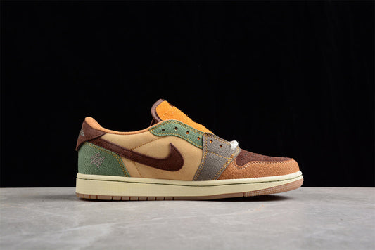 Air Jordan 1 Low Voodoo Flax and Oil Green DZ7292-200 - detalhe do solado
