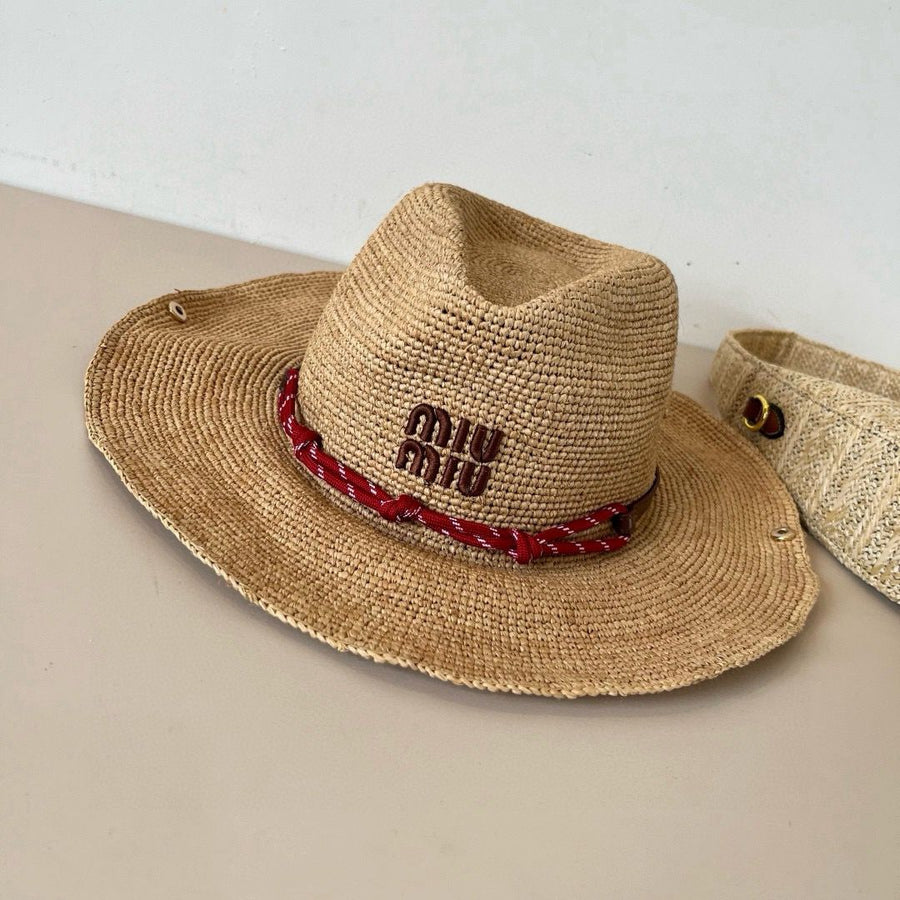 Chapéu em ráfia Miu Miu
