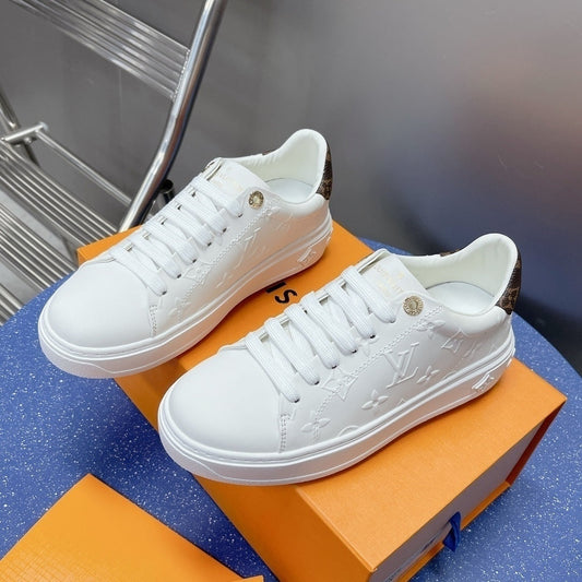 Time Out Debossed Monogram Leather White