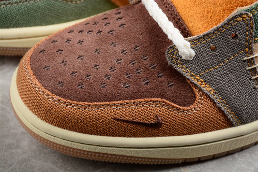 Air Jordan 1 Low Voodoo Flax and Oil Green DZ7292-200 - detalhe do cadarço
