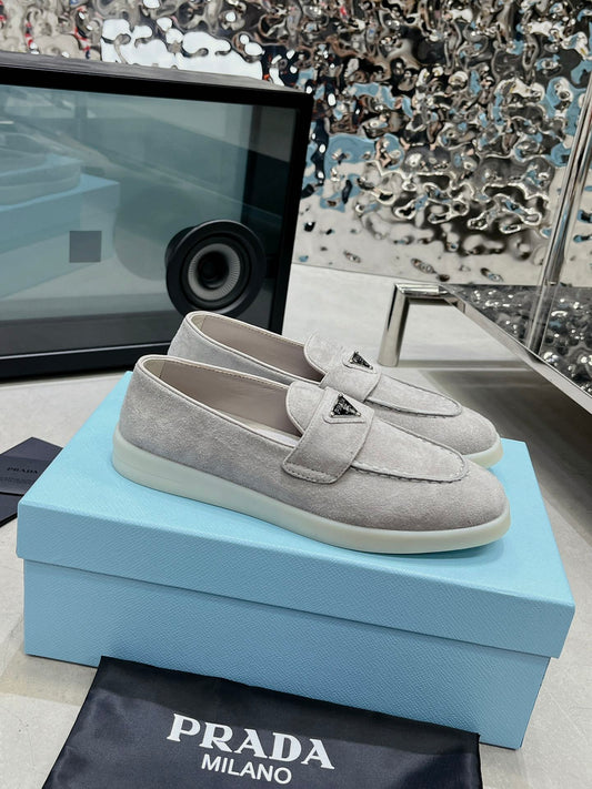Prada Suede Loafers Grey