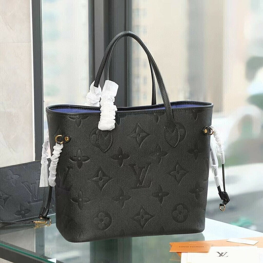 Bolsa Tote Couro Padrão Monograma Geométrico Preto MM