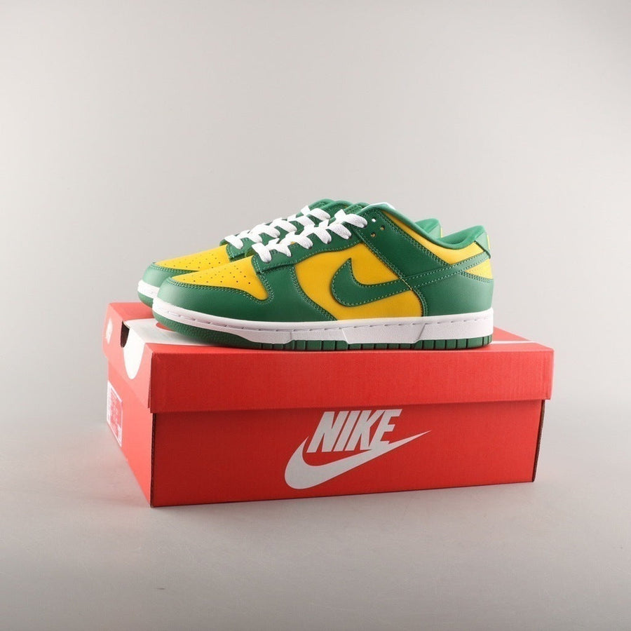 Tênis Cano Baixo Skate Couro Verde e Amarelo