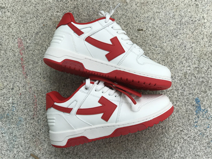 Tênis Couro Branco Detalhe Vermelho Listrado