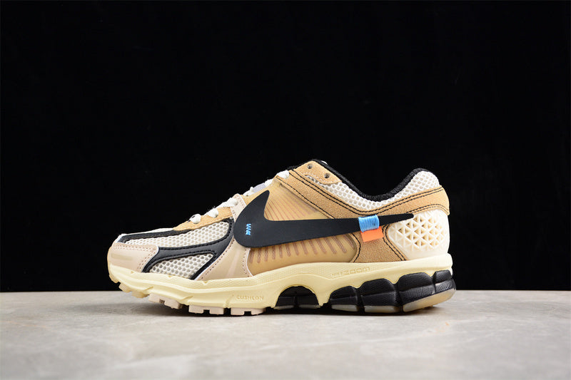 Tênis Runner Malha Branco Detalhes Preto Amarelo e Marrom